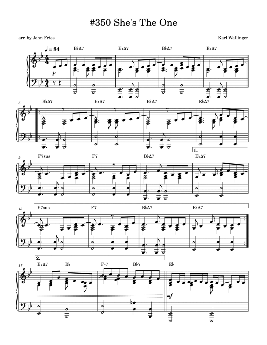 She's The One Piano Solo scores gallery preview page 1