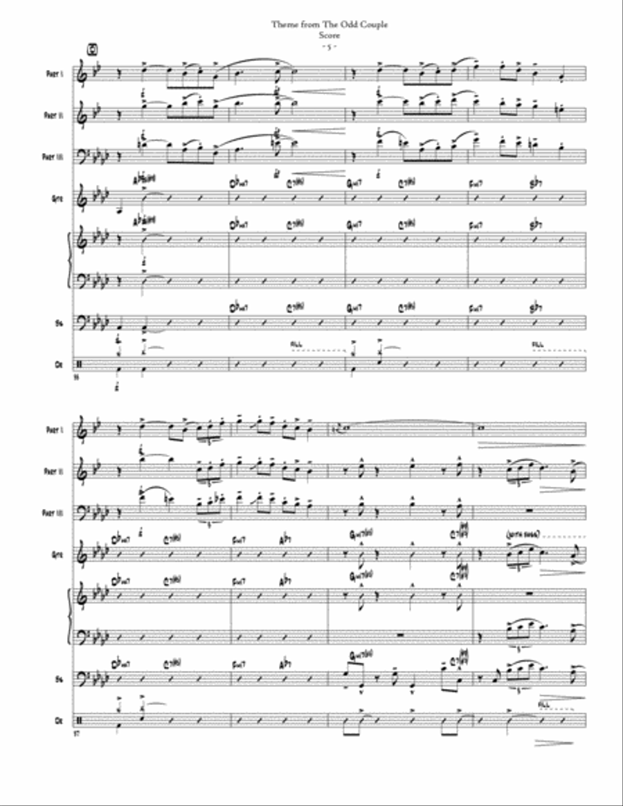 Theme From Neil Simon's The Odd Couple II from Neil Simon's THE ODD COUPLE II Jazz Ensemble scores gallery preview page 6