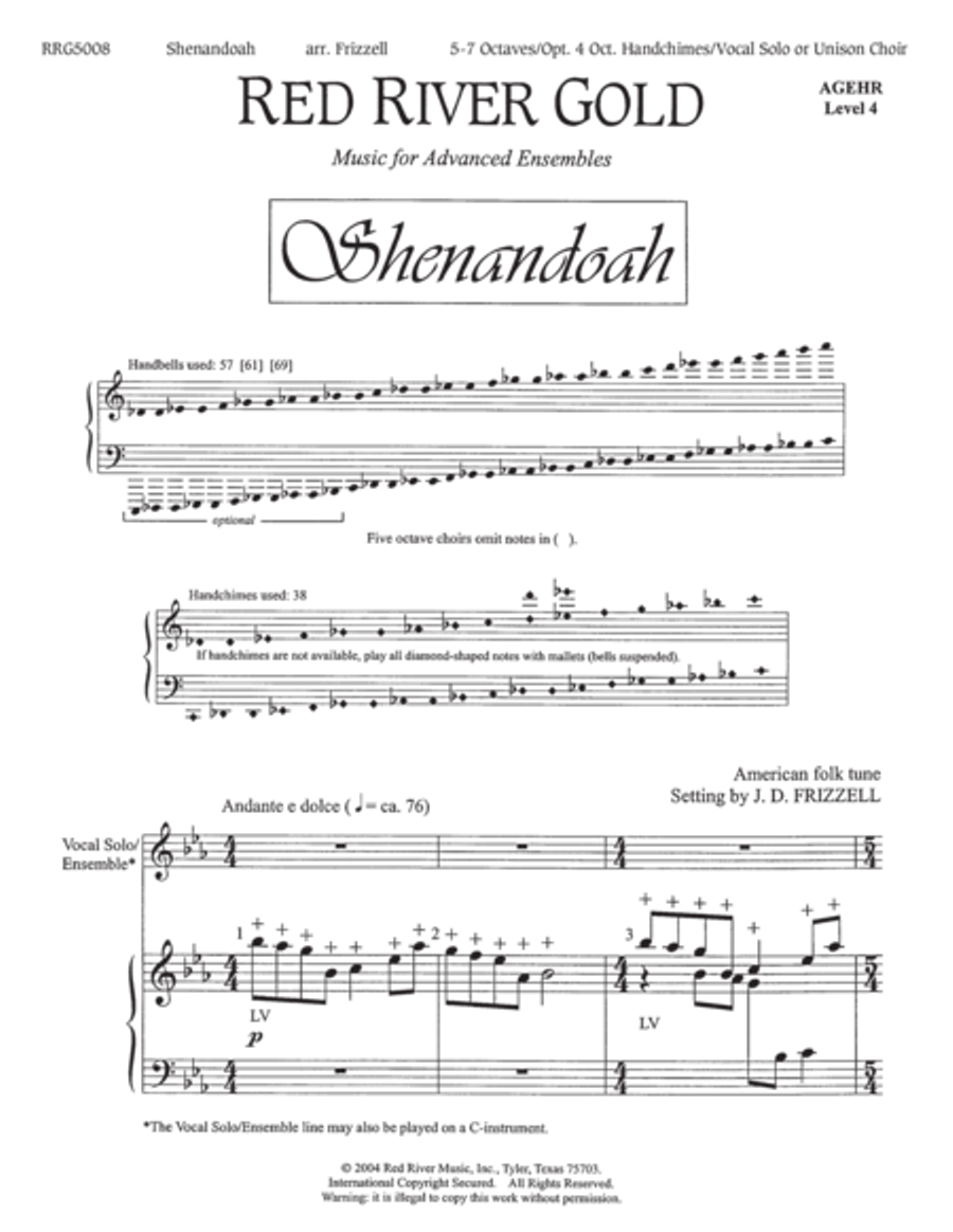 Shenandoah Handbell Choir scores gallery preview page 1