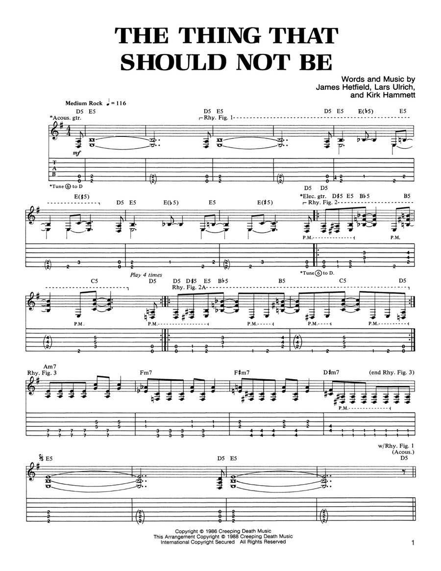 The Thing That Should Not Be Acoustic Guitar scores gallery preview page 1