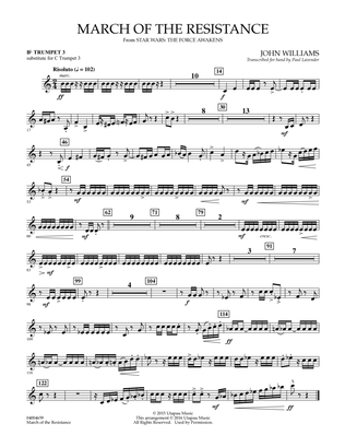 March of the Resistance - Bb Trumpet 1 (sub. C Tpt. 1 - - Bb Trumpet 3 (sub. C Tpt. 3)