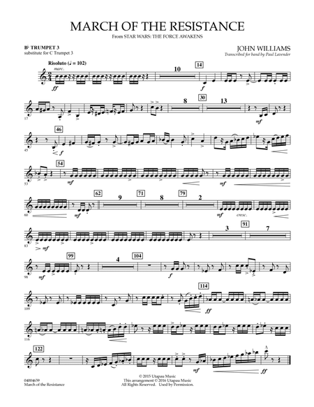 March of the Resistance - Bb Trumpet 1 (sub. C Tpt. 1 - - Bb Trumpet 3 (sub. C Tpt. 3)