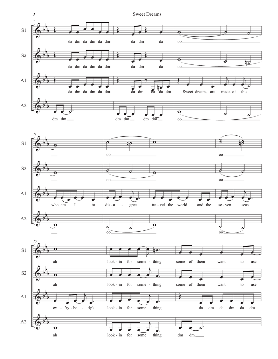 Medley: Sweet Dreams (Are Made Of This) with Poker Face SSAA scores gallery preview page 2