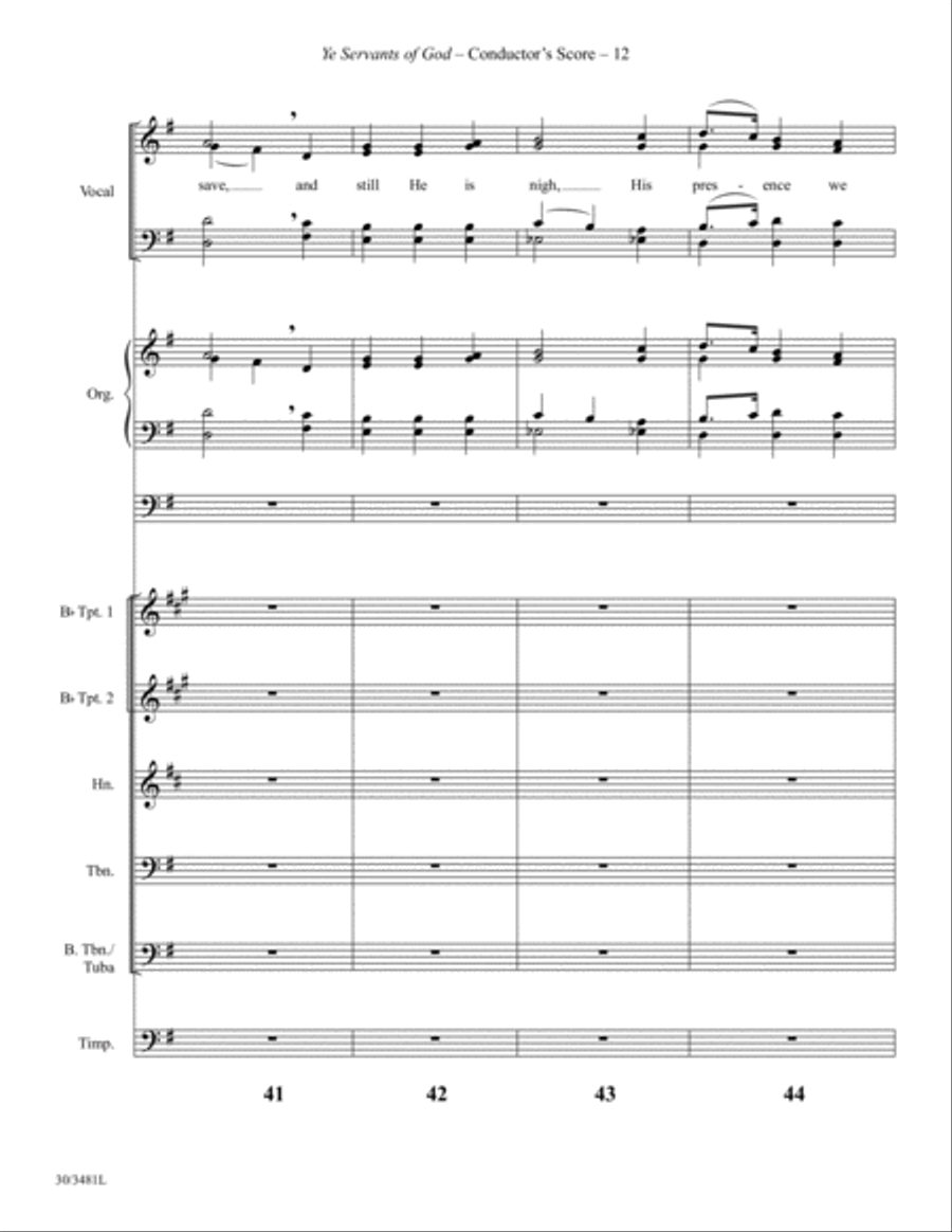Ye Servants of God - Brass and Percussion Score and Parts Choir scores gallery preview page 14