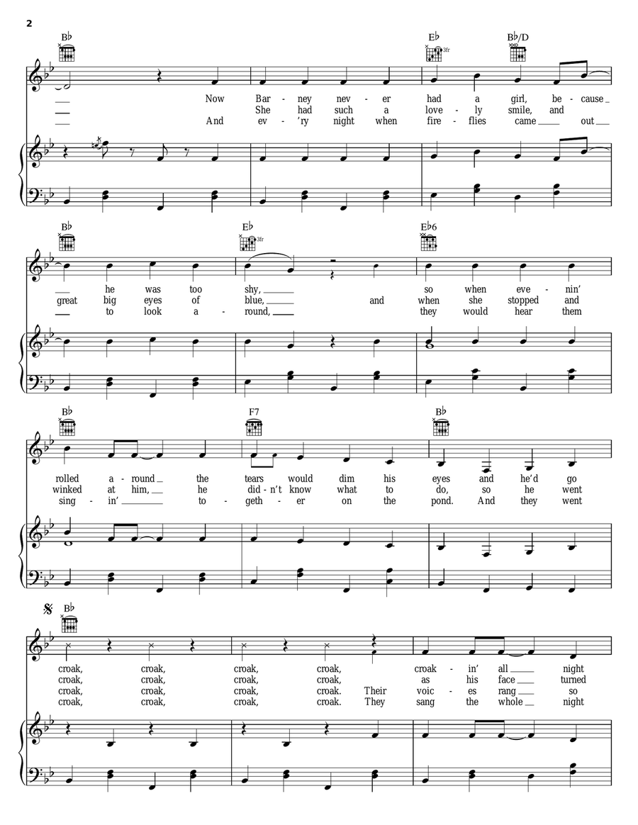 Barney, The Bashful Bullfrog Piano, Vocal, Guitar scores gallery preview page 2