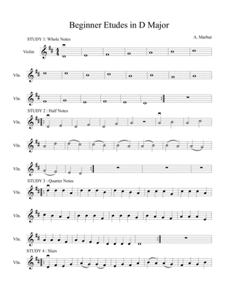 Beginner Violin Etudes in D Major