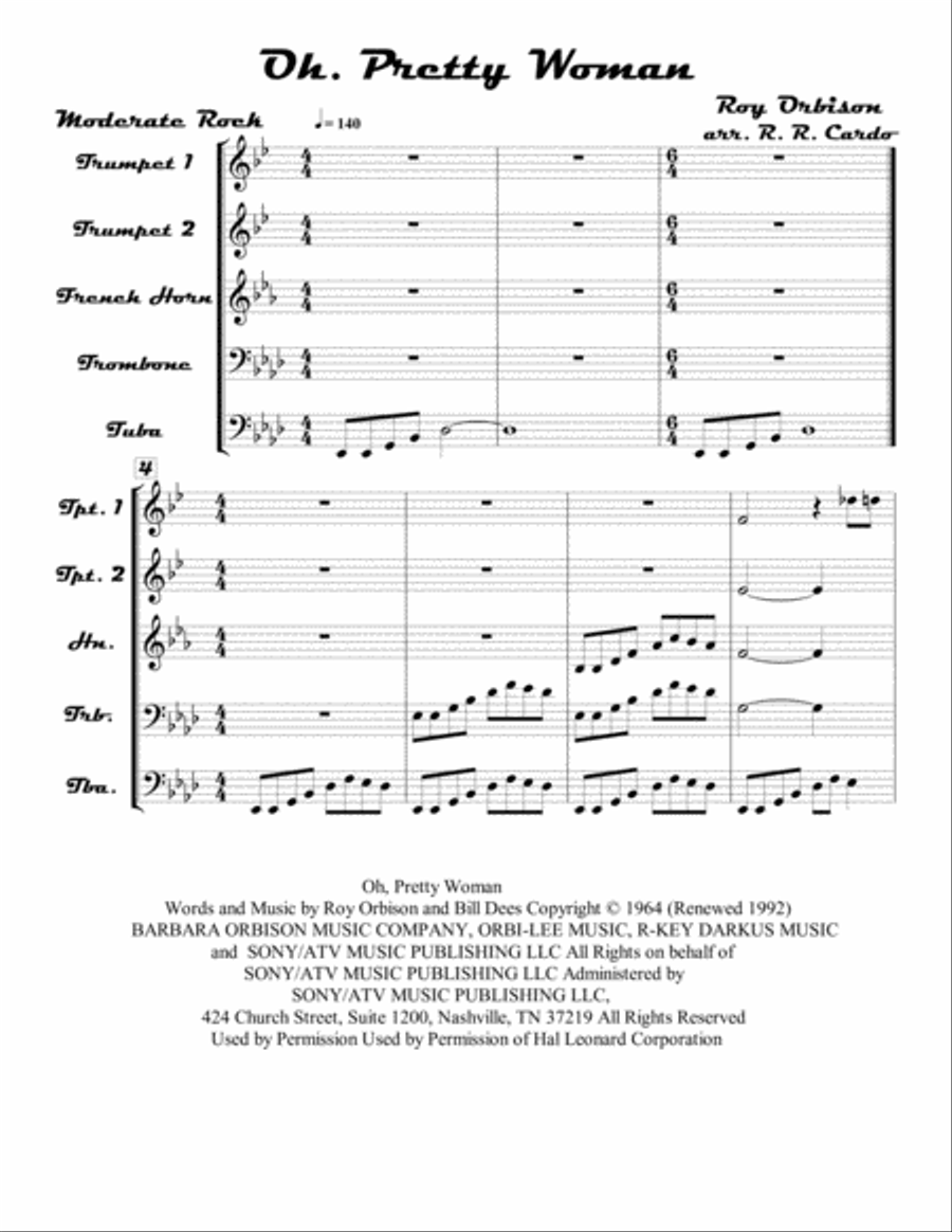 Oh, Pretty Woman Oh, Pretty Woman School and Community scores gallery preview page 1