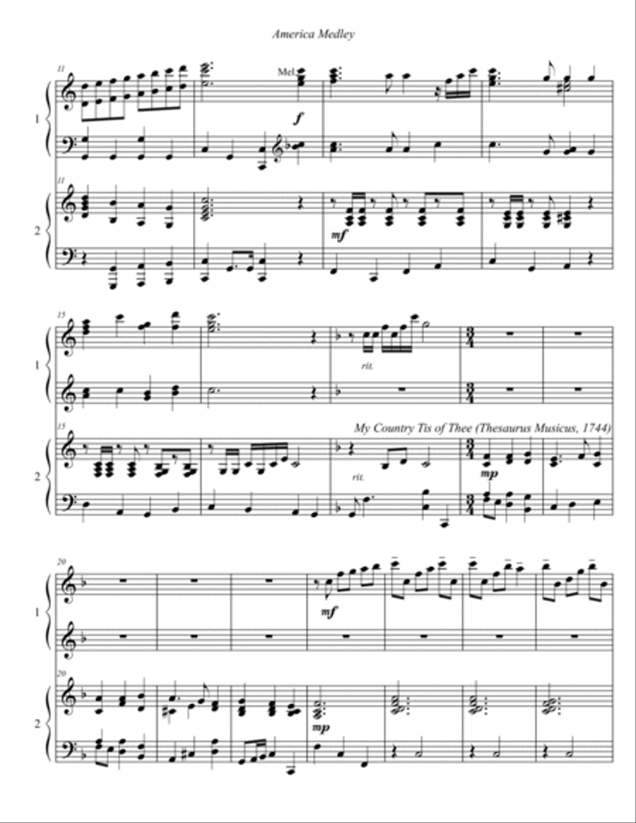America Medley 2 Pianos, 4-Hands scores gallery preview page 2