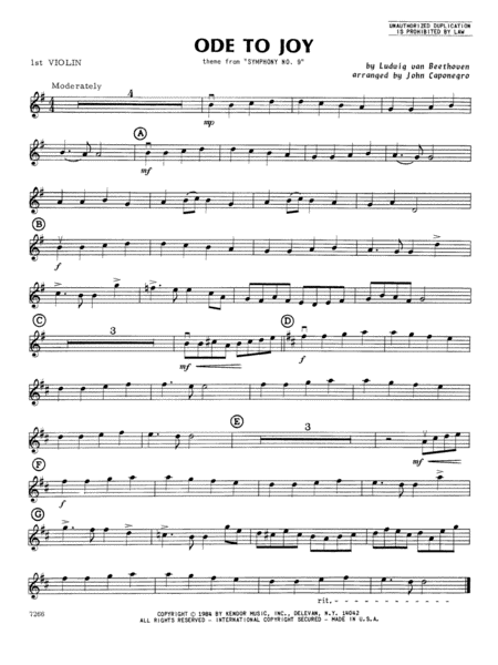 Ode To Joy - Violin 1