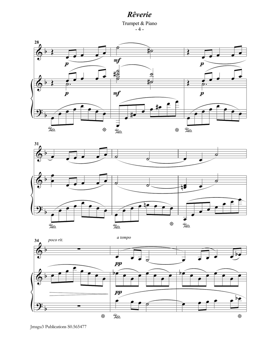 Debussy: Reverie for Trumpet & Piano Debussy: Reverie for Trumpet & Piano Trumpet Solo scores gallery preview page 4