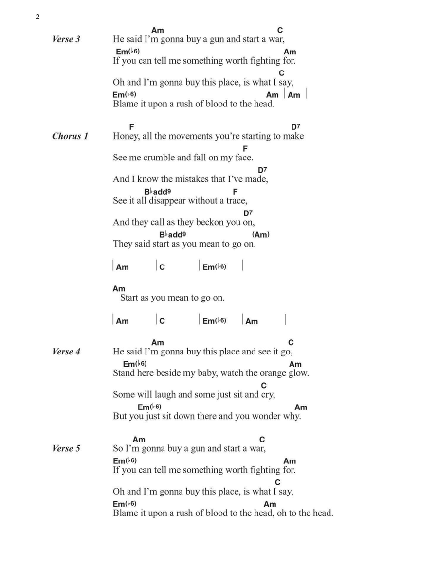 A Rush Of Blood To The Head Easy Guitar scores gallery preview page 2