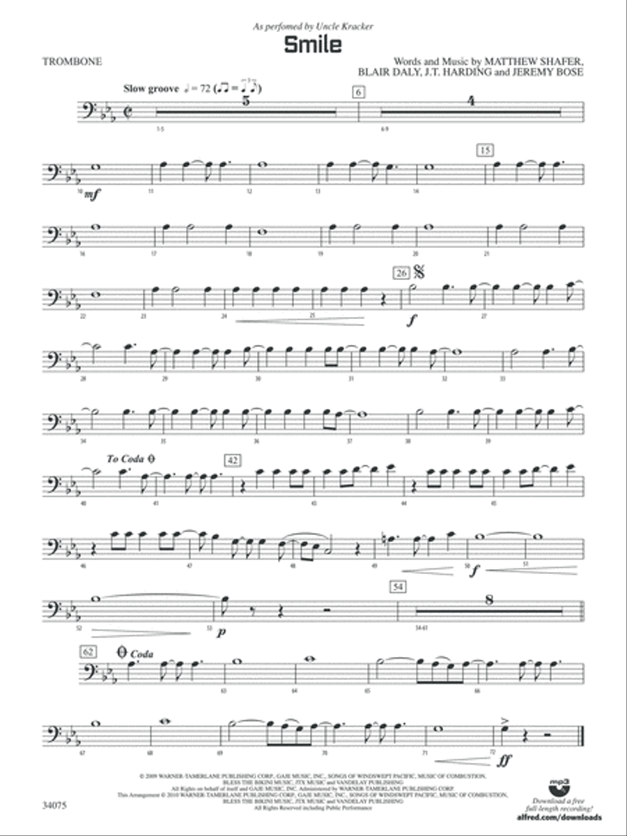 Smile: 1st Trombone Concert Band scores gallery preview page 1