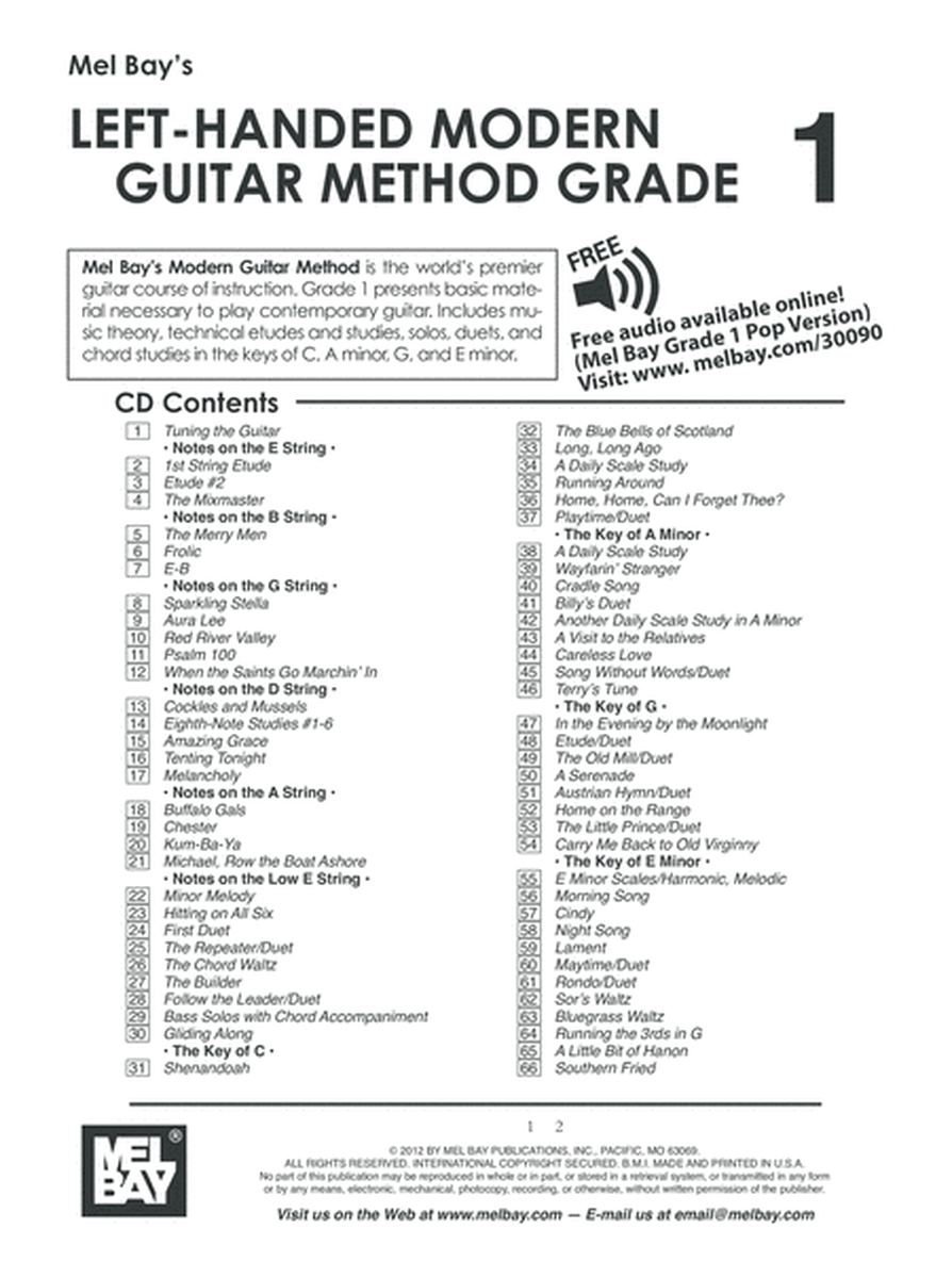 Left-Handed Modern Guitar Method Grade 1 image number null