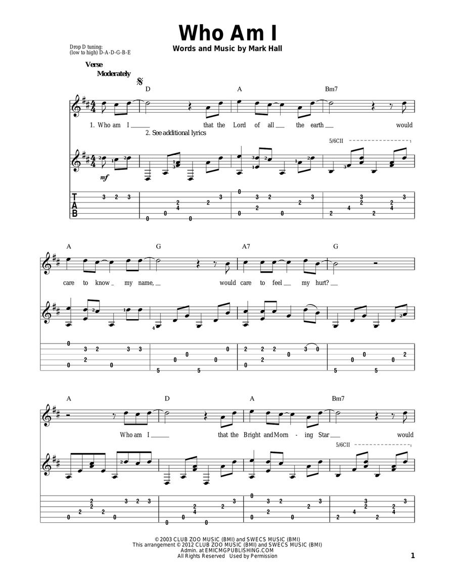 Who Am I Acoustic Guitar scores gallery preview page 1
