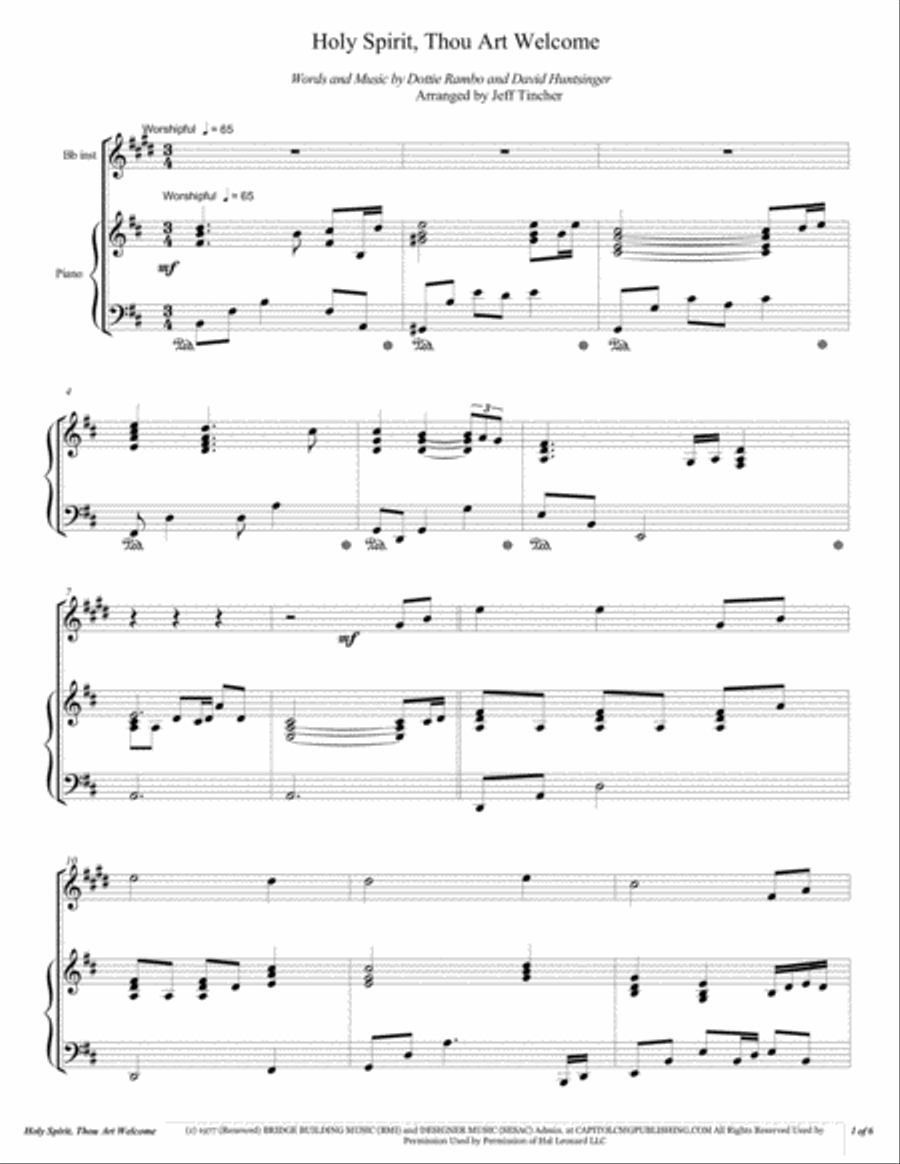 Holy Spirit, Thou Art Welcome Trumpet Solo scores gallery preview page 2