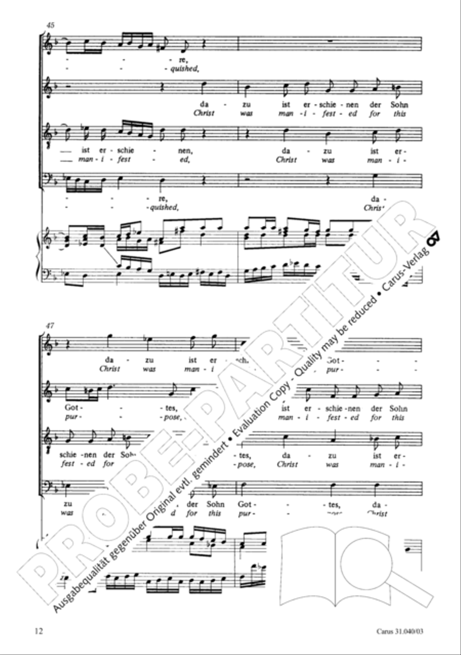 Christ was manifested for this purpose (Dazu ist erschienen der Sohn Gottes) ATB scores gallery preview page 13