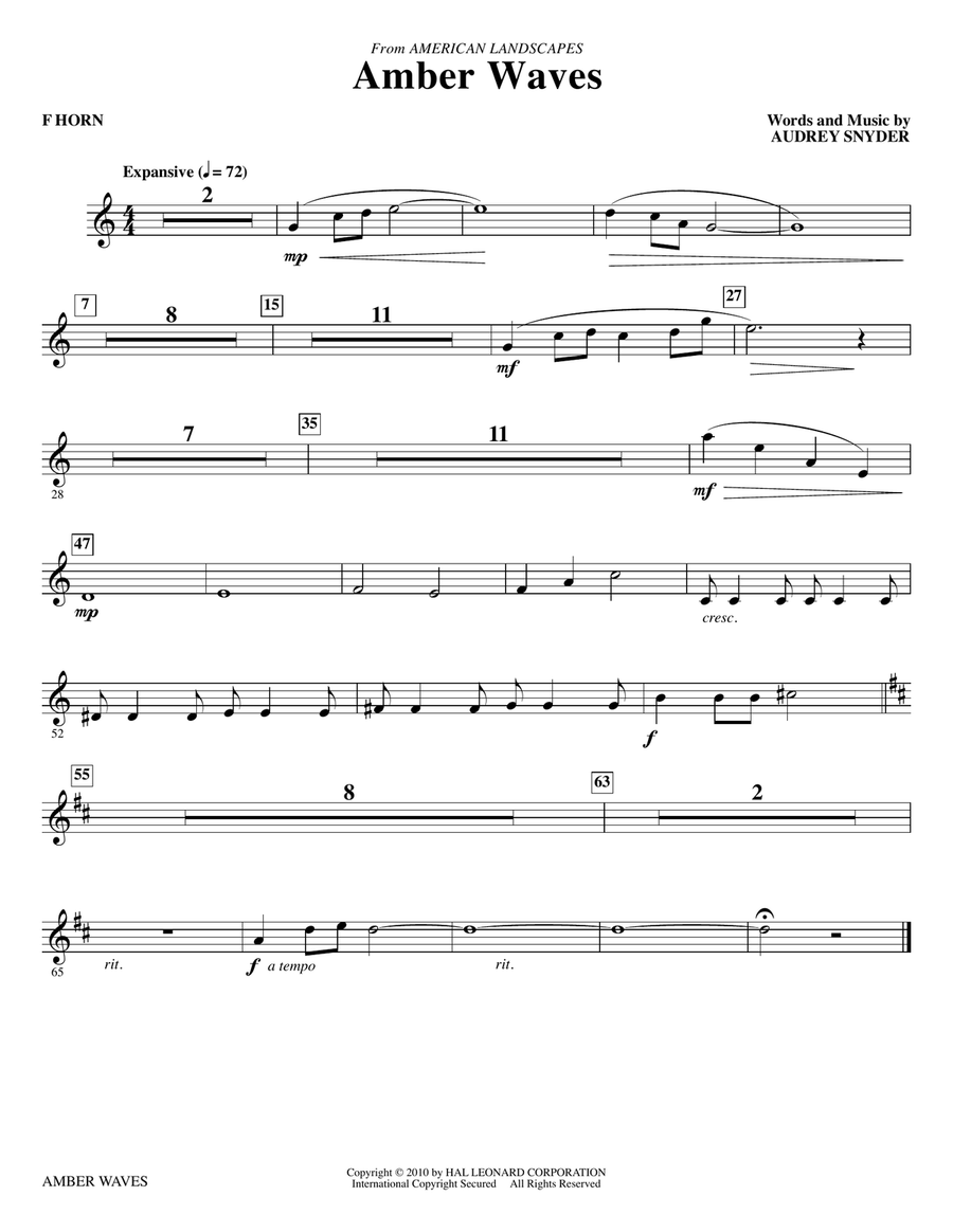 Amber Waves - F Horn