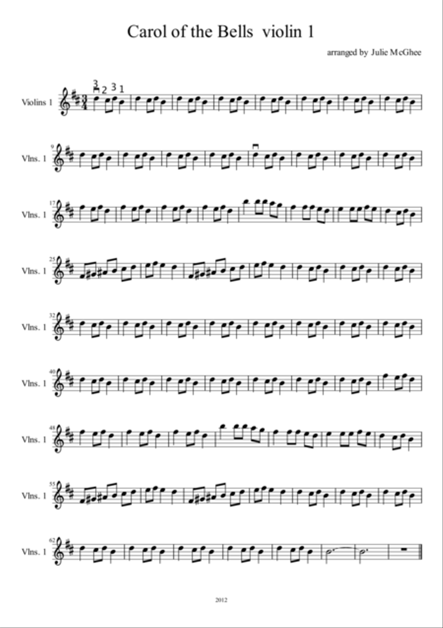 Carol of The Bells for Strings (Violin 1) String Orchestra scores gallery preview page 1