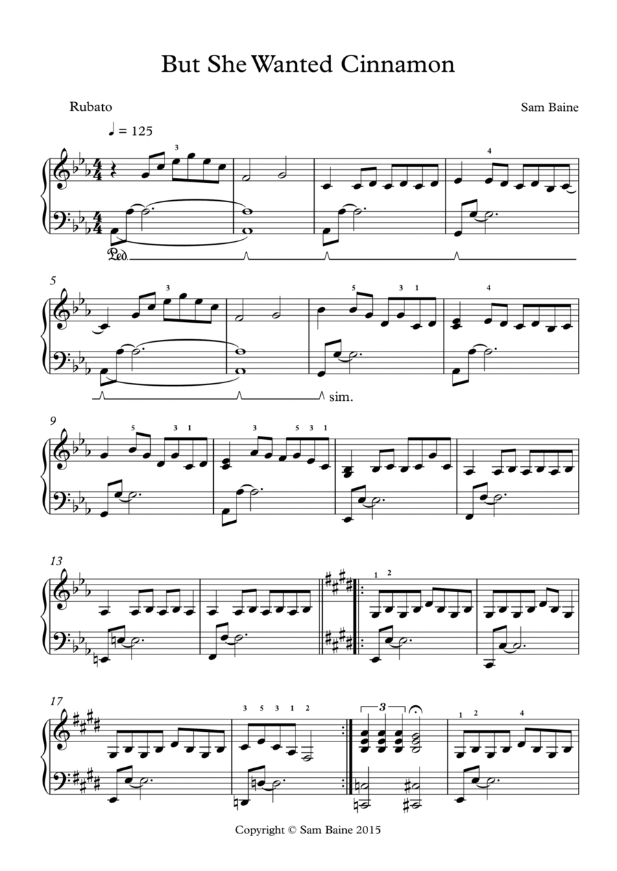 But She Wanted Cinnamon But She Wanted Cinnamon Easy Piano scores gallery preview page 1