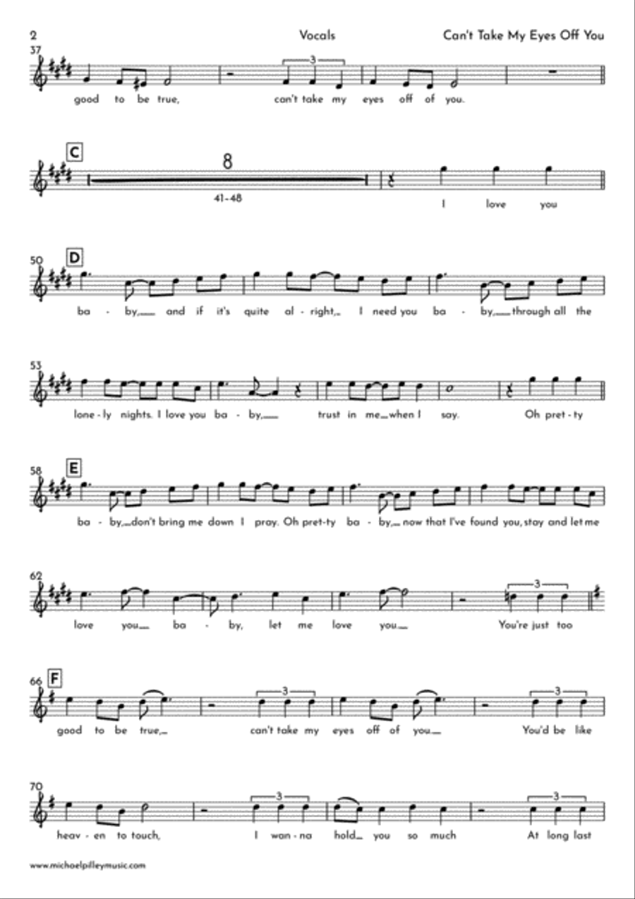 Can't Take My Eyes Off Of You Voice scores gallery preview page 3