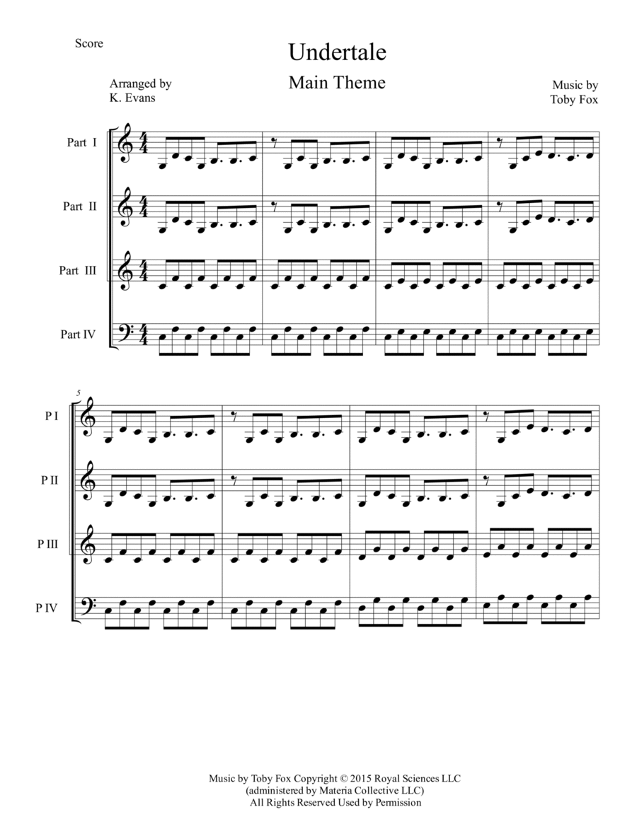 Undertale Main Theme School and Community scores gallery preview page 1