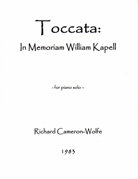 [Cameron-Wolfe] Toccata: In Memoriam William Kapell