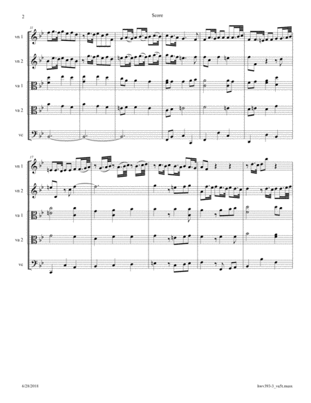 Handel: Triosonata in G Minor HWV 393 Movement 3 - Largo, arranged for String Quintet image number null