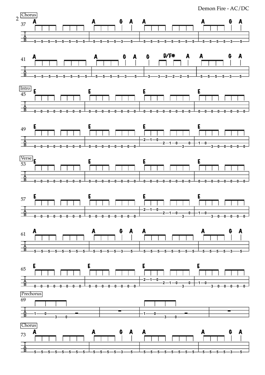 Demon Fire Demon Fire Guitar Tablature scores gallery preview page 2