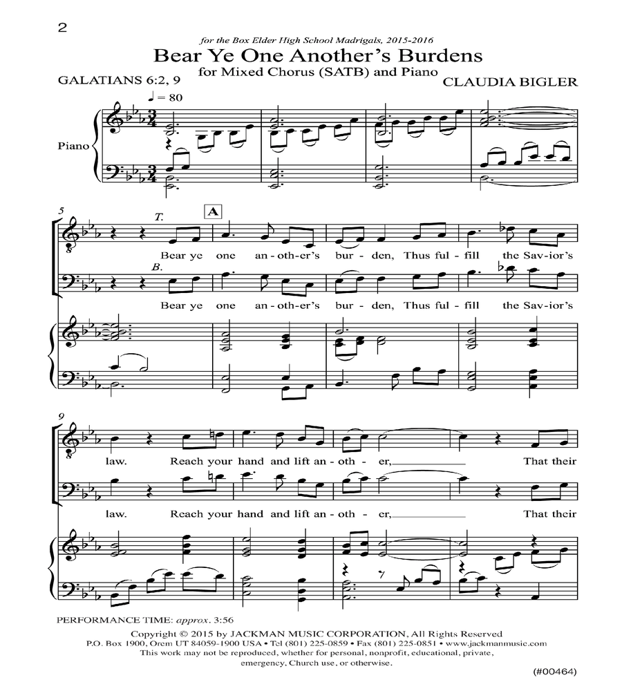 Bear Ye One Another's Burdens - SATB 4-Part scores gallery preview page 2