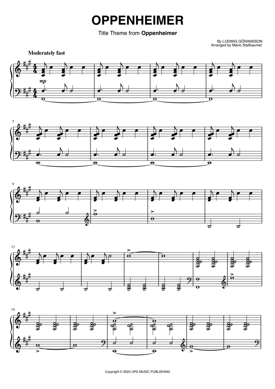 Oppenheimer Piano Solo scores gallery preview page 1