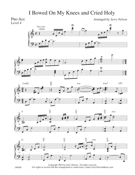 I Bowed on my Knees and Cried Holy (Arrangements Level 2-4 for OBOE + Written Acc) Hymn image number null