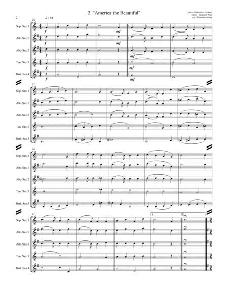 The U.S. National Anthem and The Americas (for Saxophone Quartet SATB or AATB) image number null
