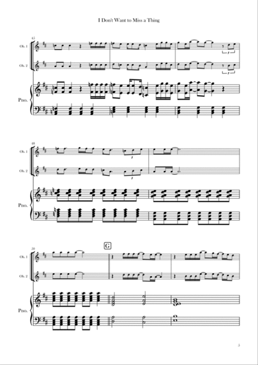I Don't Want To Miss A Thing Woodwind Duet scores gallery preview page 5