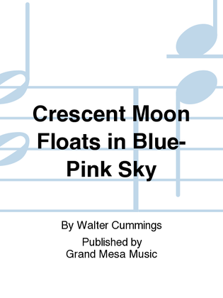 Crescent Moon Floats in Blue-Pink Sky