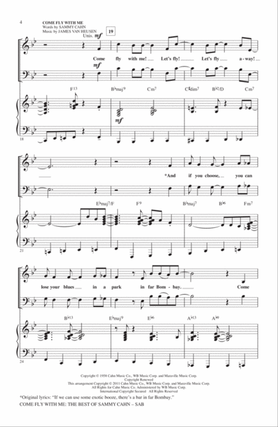 Come Fly With Me: The Best Of Sammy Cahn (Medley) 3-Part scores gallery preview page 3