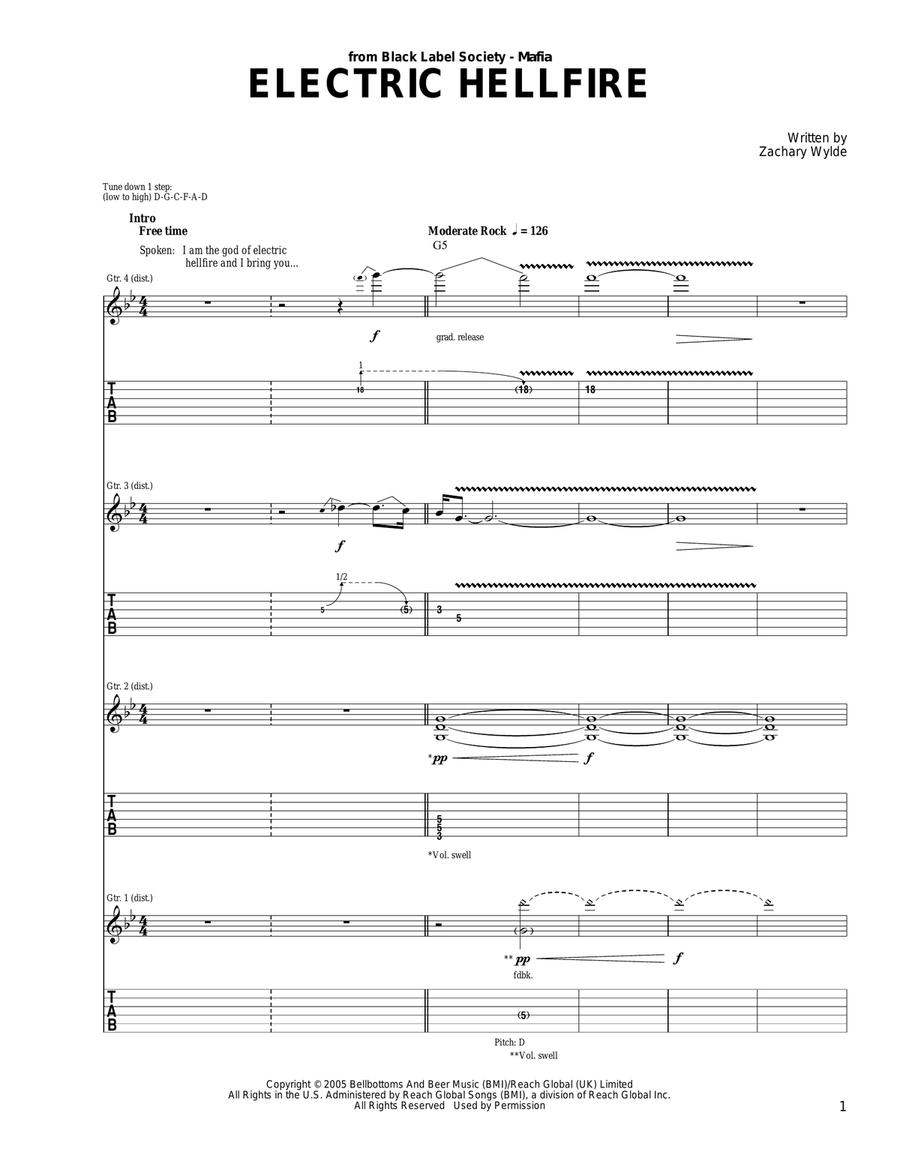Electric Hellfire Electric Guitar scores gallery preview page 1