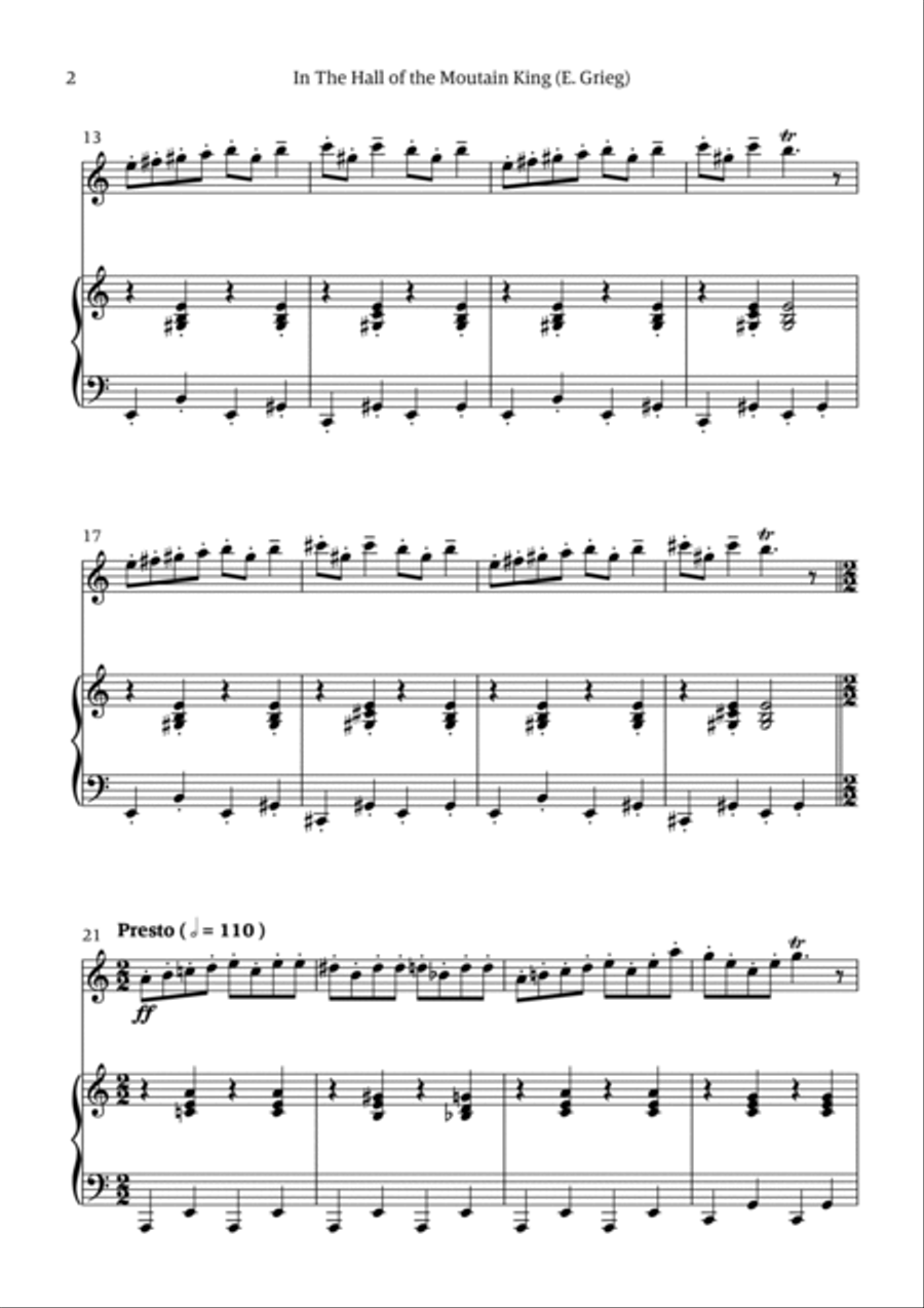 In the Hall of the Mountain King (for oboe solo w/ piano accompaniment) Chamber Music scores gallery preview page 2
