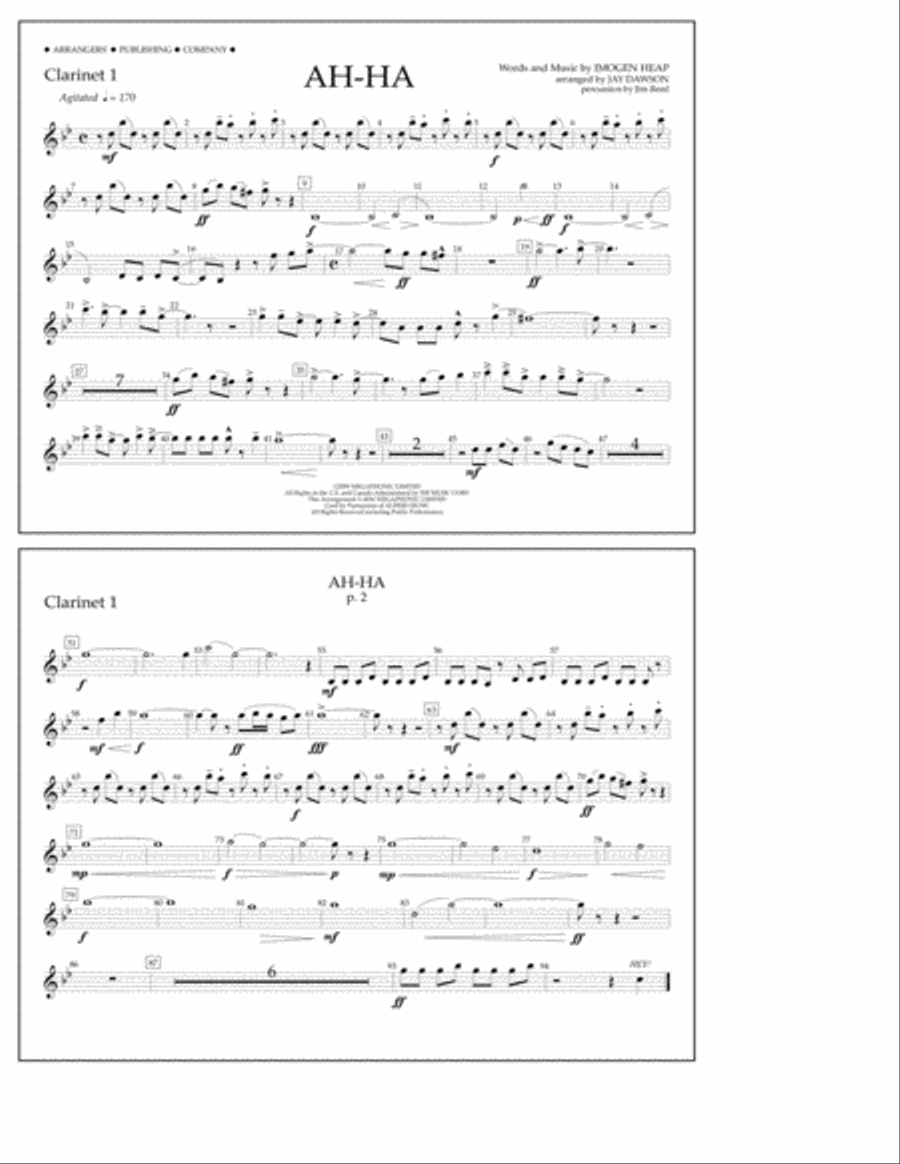 Ah-ha - Clarinet 1 Marching Band scores gallery preview page 1
