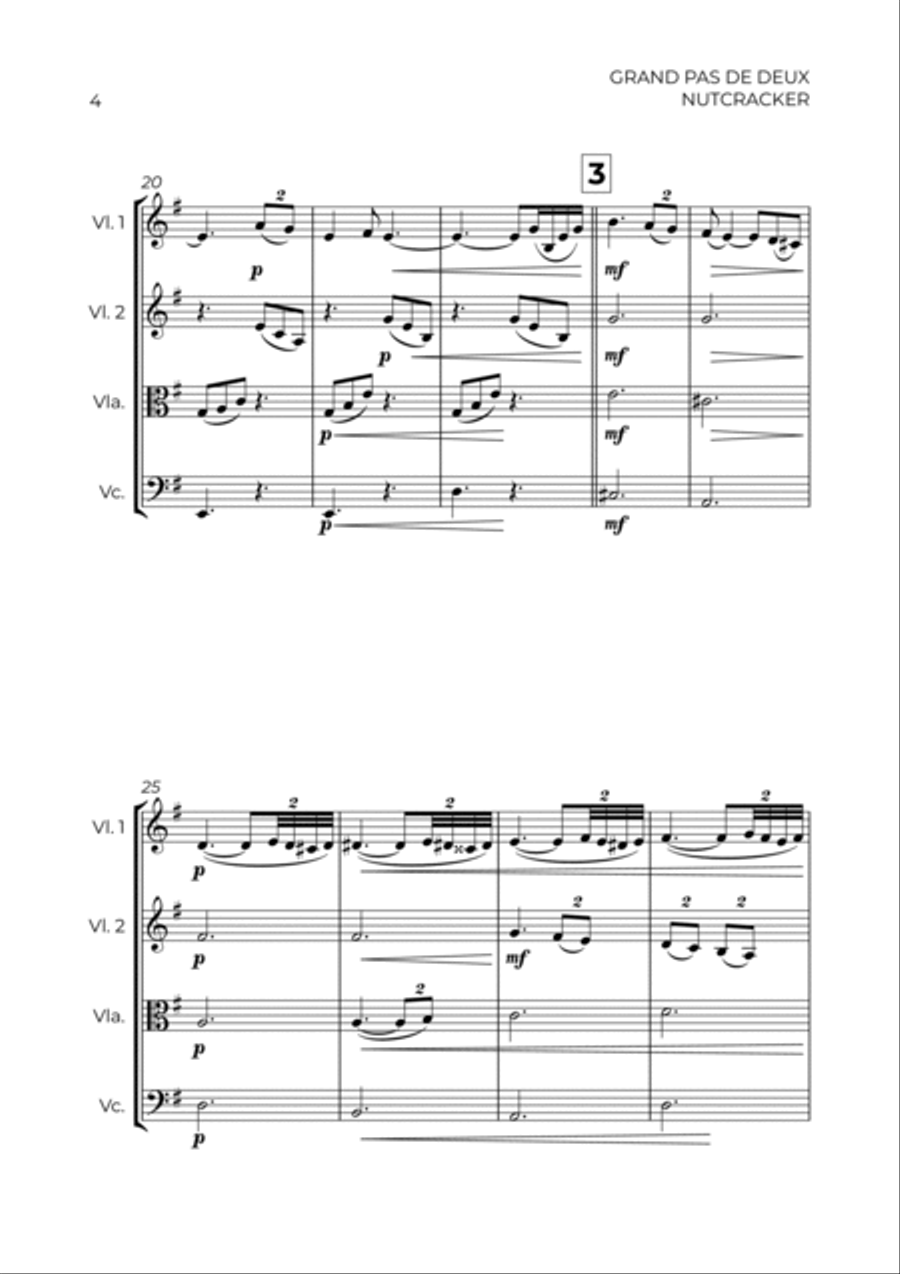 GRAND PAS DE DEUX - NUTCRACKER - STRING QUARTET String Quartet scores gallery preview page 4