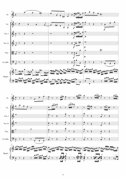 Bach - Concerto in A minor BWV 1044 for Flute, Violin, Harpsichord, Strings and Continuo - Score, Pa image number null
