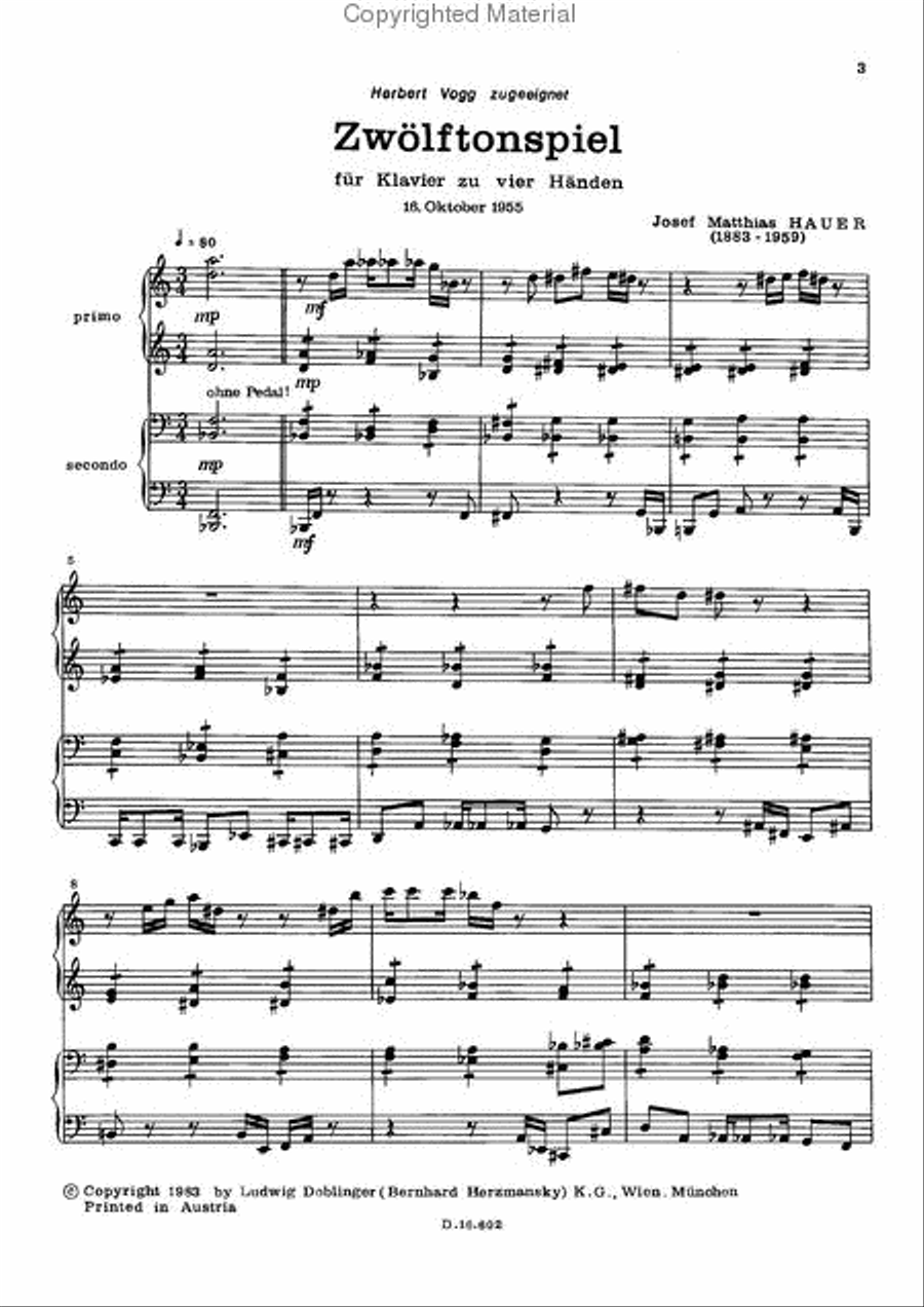 Zwolftonspiel (16.10.1955) Piano Duet scores gallery preview page 2
