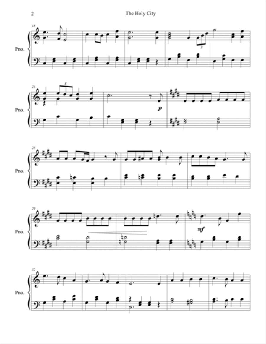 The Holy City Piano Solo scores gallery preview page 2