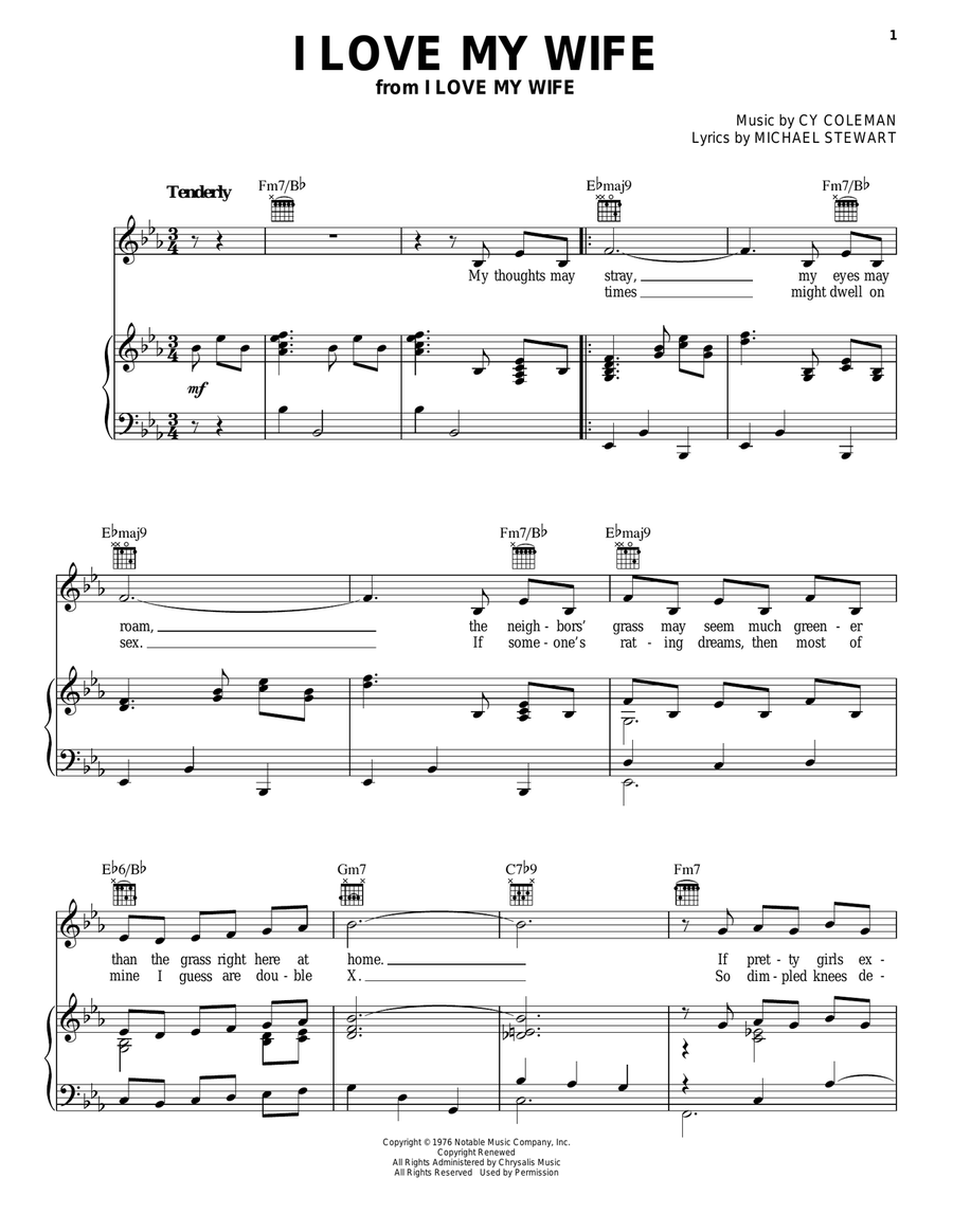 I Love My Wife Piano, Vocal, Guitar scores gallery preview page 1
