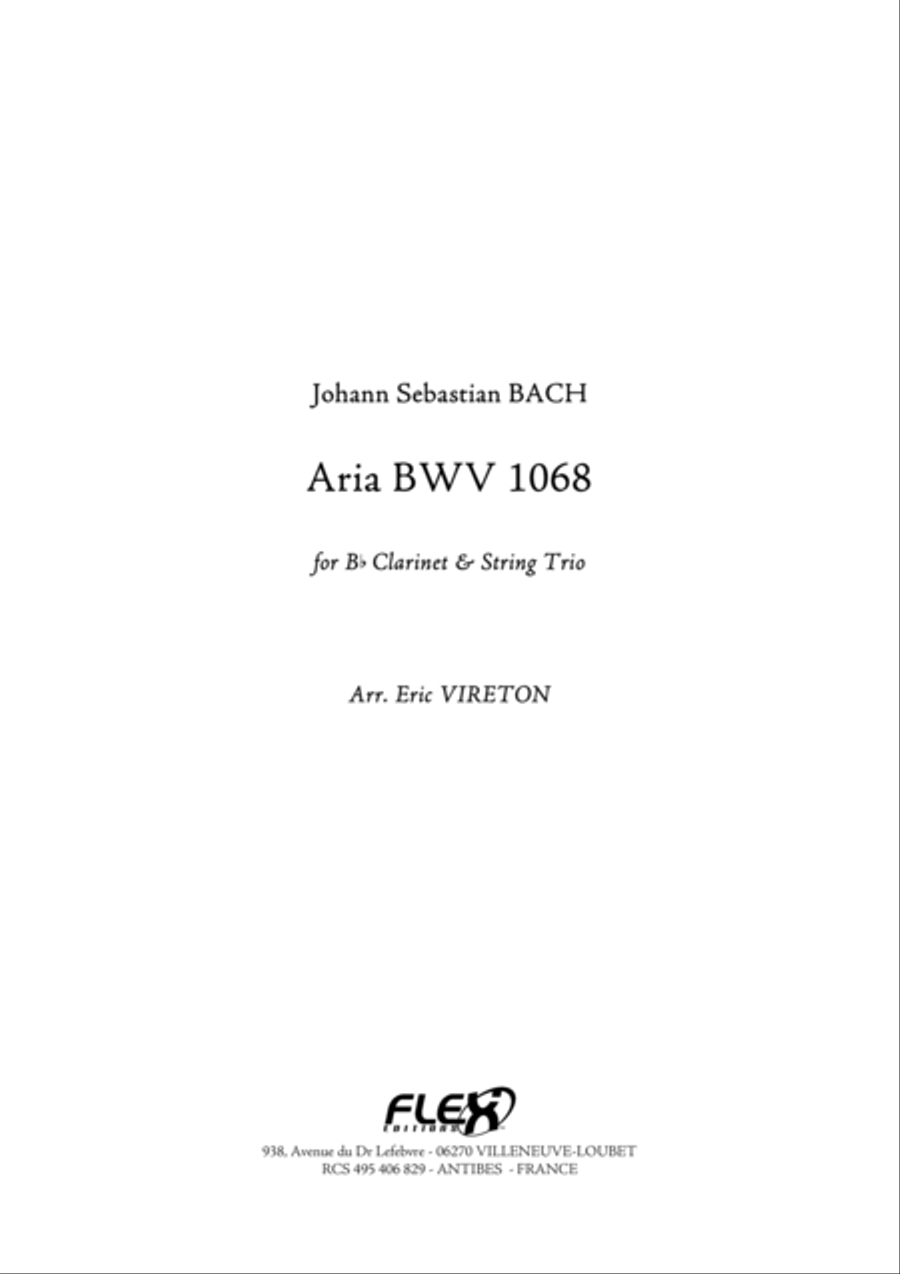 Aria BWV 1068 Aria BWV 1068 B-Flat Clarinet scores gallery preview page 1