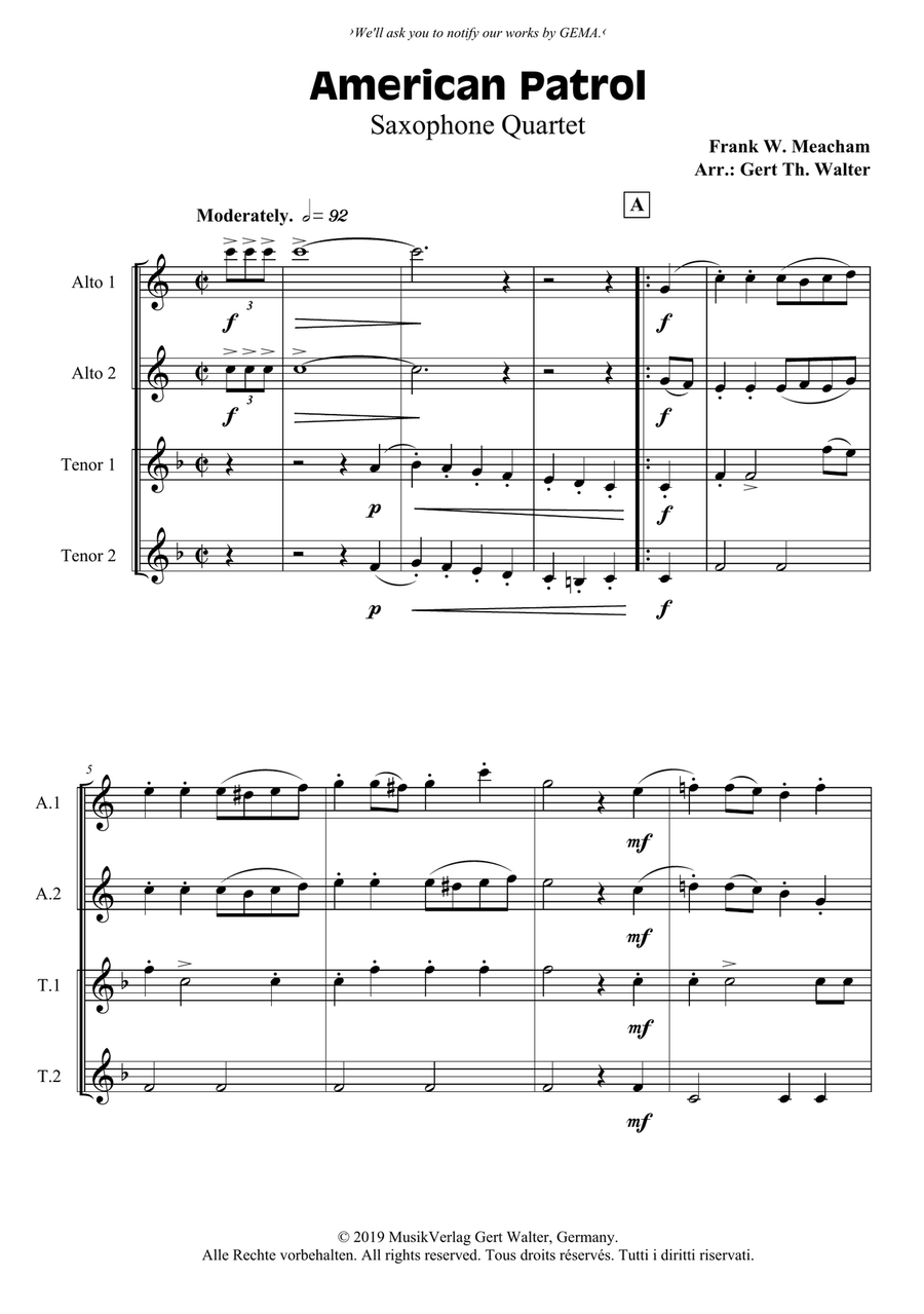 American Patrol Woodwind Duet scores gallery preview page 1