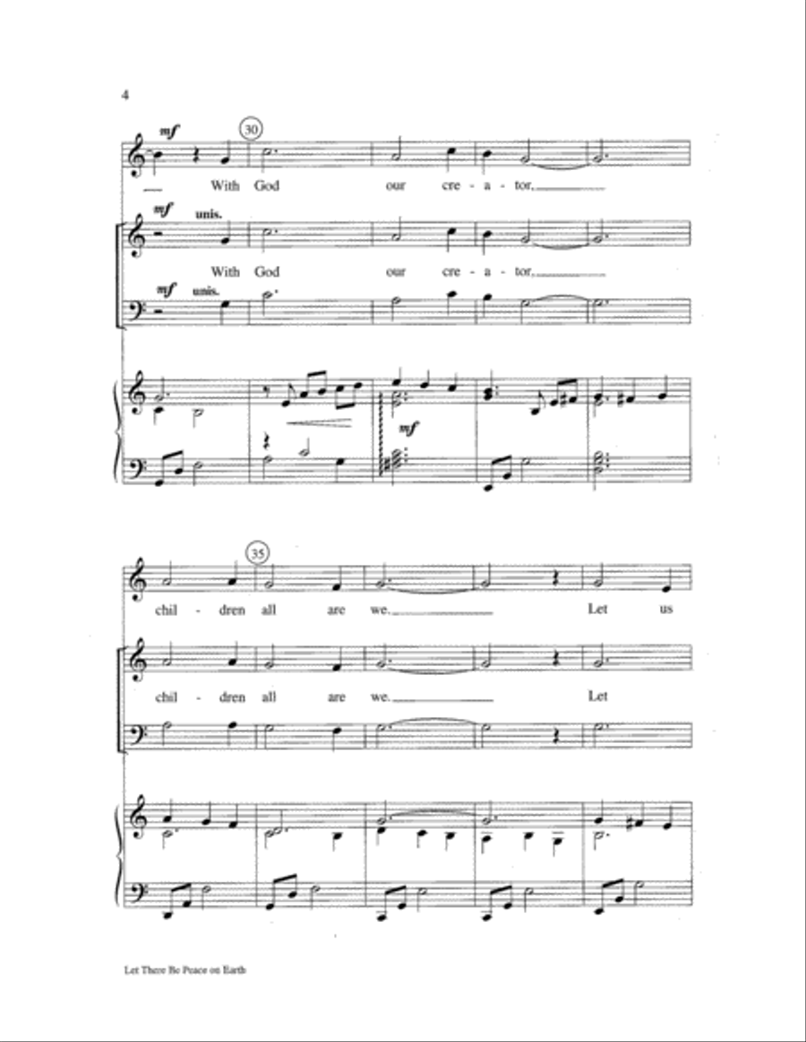 Let There Be Peace on Earth 4-Part scores gallery preview page 4