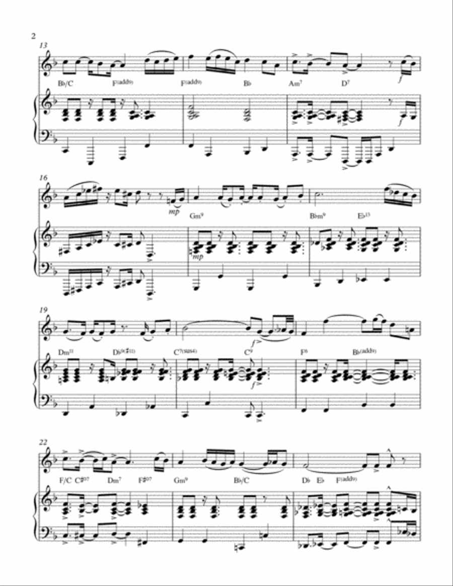 Joy to the World for Tenor Sax Solo with Piano Accompaniment (Latin) Tenor Saxophone scores gallery preview page 2