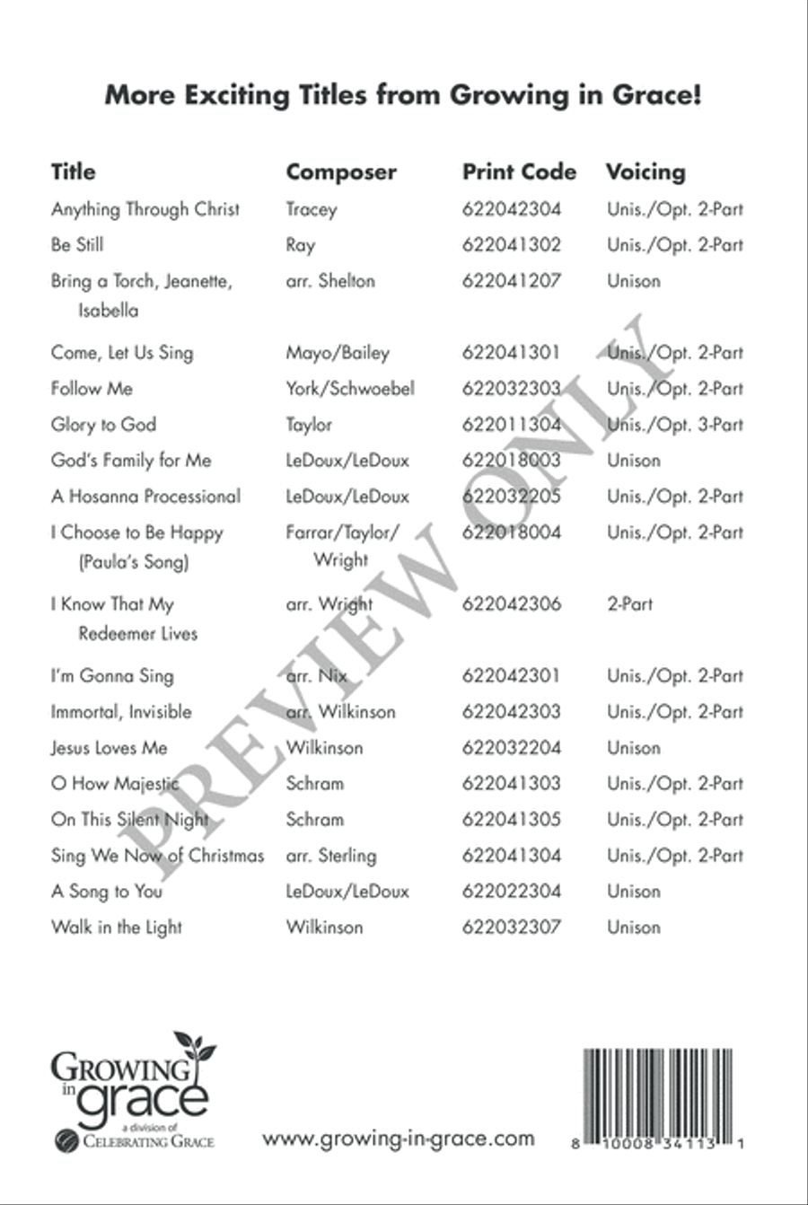 Glory to God Unison Choir scores gallery preview page 11