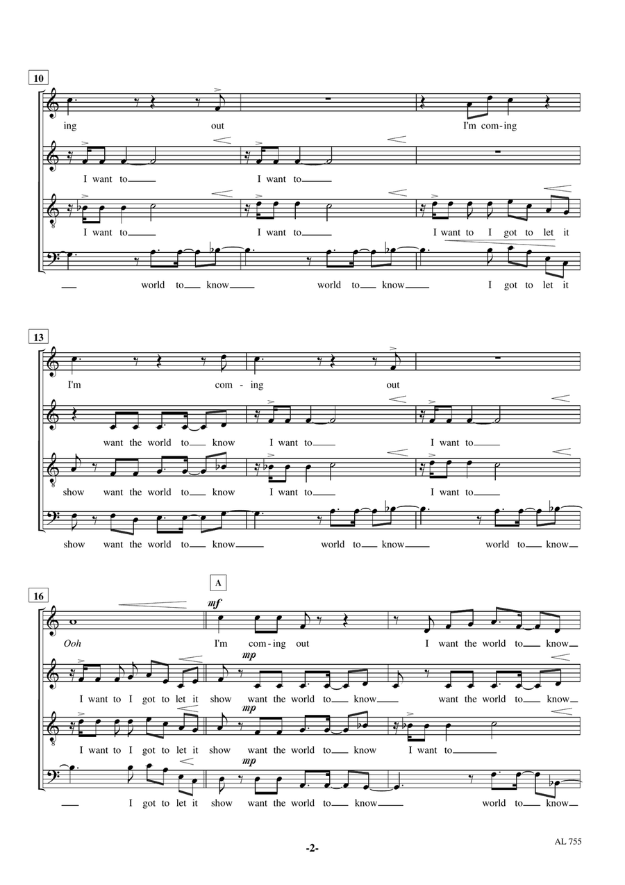 I'm Coming Out 4-Part scores gallery preview page 2