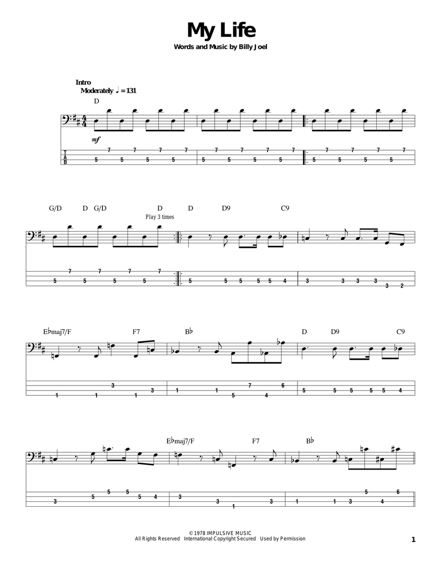 My Life My Life Acoustic Guitar scores gallery preview page 1